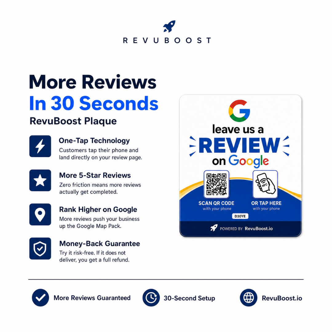 RevuBoost Google Reviews Plate
